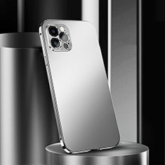 Coque Luxe Aluminum Metal Housse Etui N02 pour Apple iPhone 12 Pro Max Argent