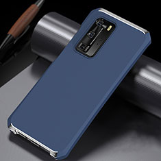 Coque Luxe Aluminum Metal Housse Etui N02 pour Huawei P40 Pro Bleu