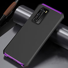 Coque Luxe Aluminum Metal Housse Etui N02 pour Huawei P40 Pro Violet et Noir