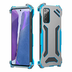 Coque Luxe Aluminum Metal Housse Etui N02 pour Samsung Galaxy Note 20 5G Bleu Ciel