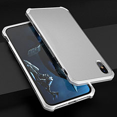 Coque Luxe Aluminum Metal Housse Etui pour Apple iPhone X Argent