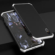 Coque Luxe Aluminum Metal Housse Etui pour Apple iPhone X Argent et Noir