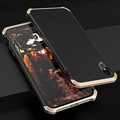 Coque Luxe Aluminum Metal Housse Etui pour Apple iPhone X Or et Noir