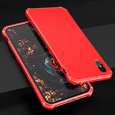 Coque Luxe Aluminum Metal Housse Etui pour Apple iPhone X Rouge