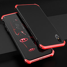 Coque Luxe Aluminum Metal Housse Etui pour Apple iPhone X Rouge et Noir