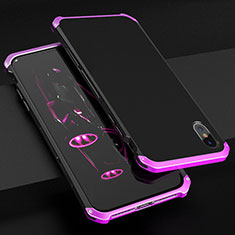 Coque Luxe Aluminum Metal Housse Etui pour Apple iPhone X Violet
