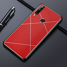 Coque Luxe Aluminum Metal Housse Etui pour Huawei Enjoy 10 Plus Rouge