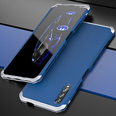 Coque Luxe Aluminum Metal Housse Etui pour Huawei Honor 9X Pro Argent et Bleu