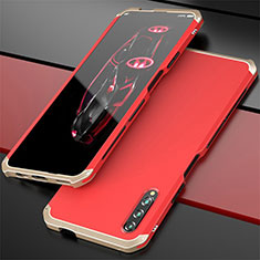Coque Luxe Aluminum Metal Housse Etui pour Huawei Honor 9X Pro Or et Rouge