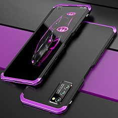 Coque Luxe Aluminum Metal Housse Etui pour Huawei Honor V30 5G Violet et Noir