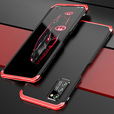 Coque Luxe Aluminum Metal Housse Etui pour Huawei Honor V30 Pro 5G Rouge et Noir