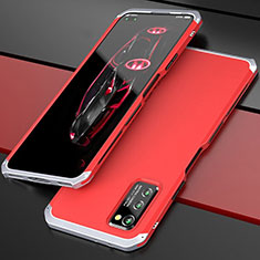 Coque Luxe Aluminum Metal Housse Etui pour Huawei Honor View 30 Pro 5G Argent et Rouge