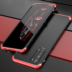 Coque Luxe Aluminum Metal Housse Etui pour Oppo Find X2 Lite Rouge et Noir