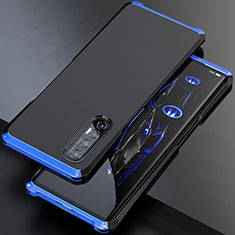 Coque Luxe Aluminum Metal Housse Etui pour Oppo Find X2 Neo Bleu et Noir