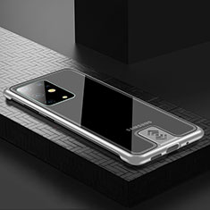 Coque Luxe Aluminum Metal Housse Etui pour Samsung Galaxy S20 Plus Argent