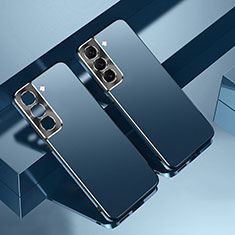 Coque Luxe Aluminum Metal Housse Etui pour Samsung Galaxy S21 FE 5G Bleu