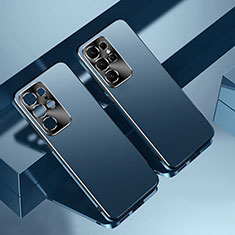 Coque Luxe Aluminum Metal Housse Etui pour Samsung Galaxy S22 Ultra 5G Bleu