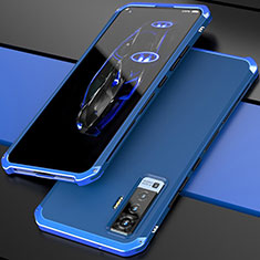 Coque Luxe Aluminum Metal Housse Etui pour Vivo X50 5G Bleu