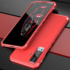 Coque Luxe Aluminum Metal Housse Etui pour Vivo X50 5G Rouge