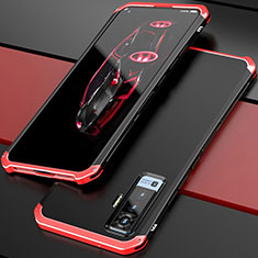 Coque Luxe Aluminum Metal Housse Etui pour Vivo X50 5G Rouge et Noir