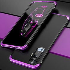 Coque Luxe Aluminum Metal Housse Etui pour Vivo X50 5G Violet et Noir