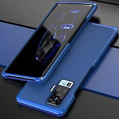 Coque Luxe Aluminum Metal Housse Etui pour Vivo X50 Pro 5G Bleu