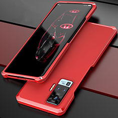 Coque Luxe Aluminum Metal Housse Etui pour Vivo X50 Pro 5G Rouge
