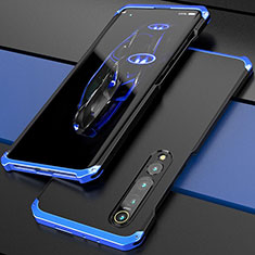 Coque Luxe Aluminum Metal Housse Etui pour Xiaomi Mi 10 Bleu et Noir