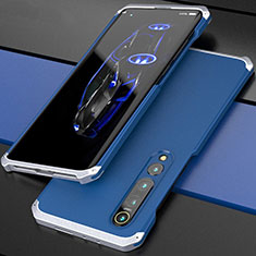 Coque Luxe Aluminum Metal Housse Etui pour Xiaomi Mi 10 Pro Argent et Bleu