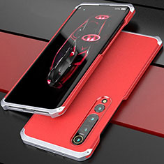 Coque Luxe Aluminum Metal Housse Etui pour Xiaomi Mi 10 Pro Argent et Rouge