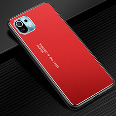 Coque Luxe Aluminum Metal Housse Etui pour Xiaomi Mi 11 5G Rouge