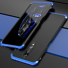 Coque Luxe Aluminum Metal Housse Etui pour Xiaomi Poco X2 Bleu et Noir