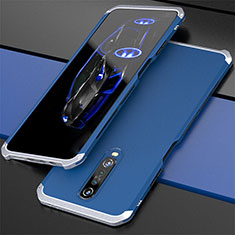Coque Luxe Aluminum Metal Housse Etui pour Xiaomi Redmi K30i 5G Argent et Bleu