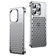 Coque Luxe Aluminum Metal Housse Etui QC1 pour Apple iPhone 14 Pro Max Argent