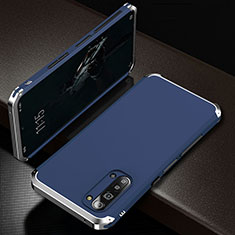 Coque Luxe Aluminum Metal Housse Etui T01 pour Oppo A91 Bleu