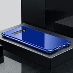 Coque Luxe Aluminum Metal Housse Etui T01 pour Samsung Galaxy S10 Plus Bleu