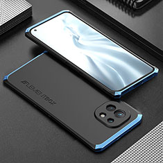 Coque Luxe Aluminum Metal Housse Etui T01 pour Xiaomi Mi 11 Lite 5G NE Bleu et Noir