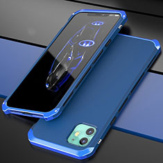Coque Luxe Aluminum Metal Housse Etui T02 pour Apple iPhone 11 Bleu