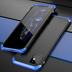 Coque Luxe Aluminum Metal Housse Etui T02 pour Apple iPhone 11 Bleu et Noir