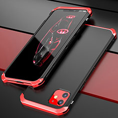 Coque Luxe Aluminum Metal Housse Etui T02 pour Apple iPhone 11 Rouge et Noir