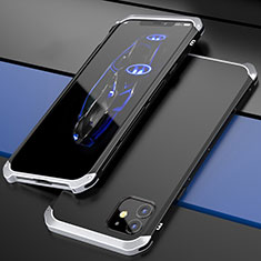 Coque Luxe Aluminum Metal Housse Etui T02 pour Apple iPhone 12 Argent et Noir