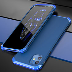 Coque Luxe Aluminum Metal Housse Etui T02 pour Apple iPhone 12 Bleu