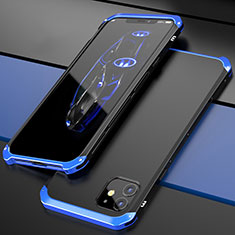 Coque Luxe Aluminum Metal Housse Etui T02 pour Apple iPhone 12 Bleu et Noir