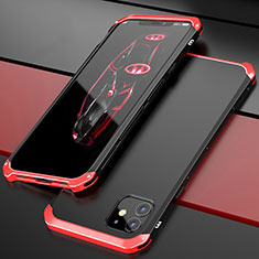Coque Luxe Aluminum Metal Housse Etui T02 pour Apple iPhone 12 Mini Rouge et Noir