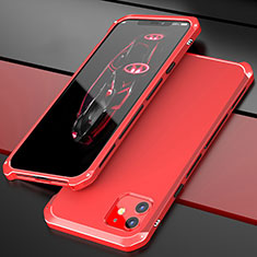 Coque Luxe Aluminum Metal Housse Etui T02 pour Apple iPhone 12 Rouge