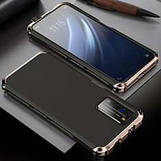 Coque Luxe Aluminum Metal Housse Etui T02 pour Huawei Honor X10 5G Or et Noir