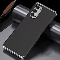 Coque Luxe Aluminum Metal Housse Etui T02 pour Oppo Reno4 5G Argent et Noir