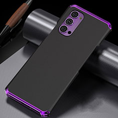 Coque Luxe Aluminum Metal Housse Etui T02 pour Oppo Reno4 Pro 5G Violet et Noir
