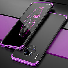 Coque Luxe Aluminum Metal Housse Etui T03 pour Huawei Mate 30 5G Violet et Noir