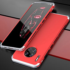 Coque Luxe Aluminum Metal Housse Etui T03 pour Huawei Mate 30 Pro 5G Argent et Rouge